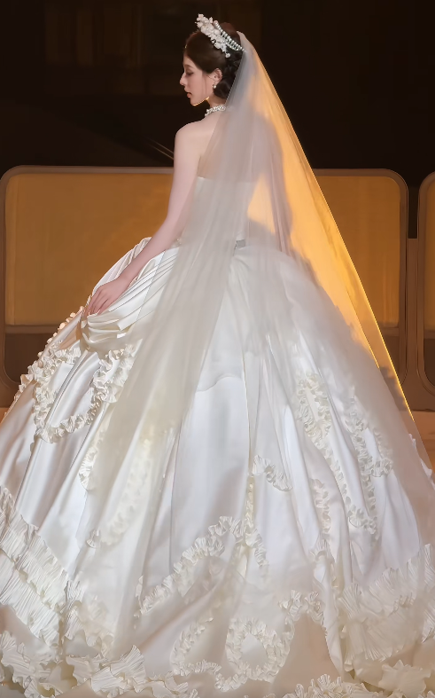 Timeless White Satin Wedding Dress A-Line Bridal Gown ED11489