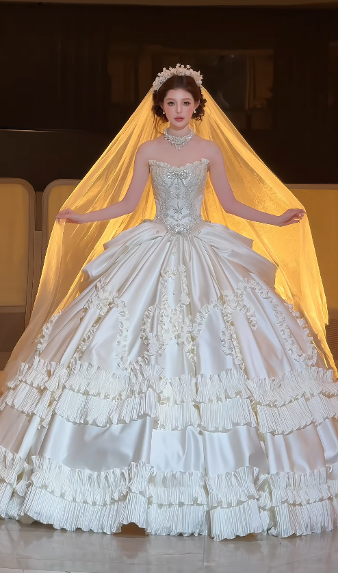 Timeless White Satin Wedding Dress A-Line Bridal Gown ED11489