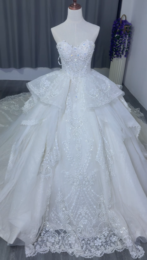 Timeless White Lace Wedding Dress A-Line Bridal Gown ED11490