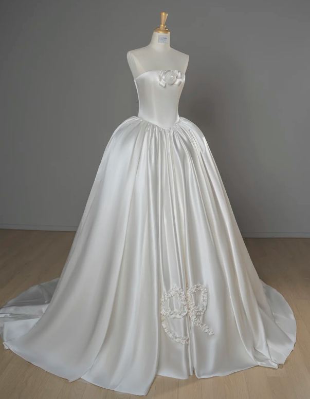 Timeless White Satin Wedding Dress A-Line Bridal Gown ED11491