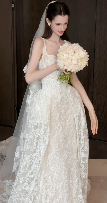 Timeless White Lace Wedding Dress A-Line Bridal Gown ED11492