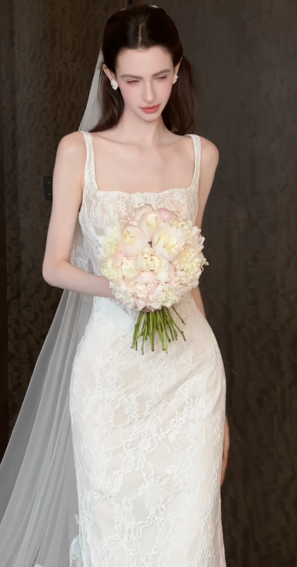 Timeless White Lace Wedding Dress A-Line Bridal Gown ED11492