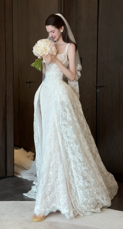 Timeless White Lace Wedding Dress A-Line Bridal Gown ED11492