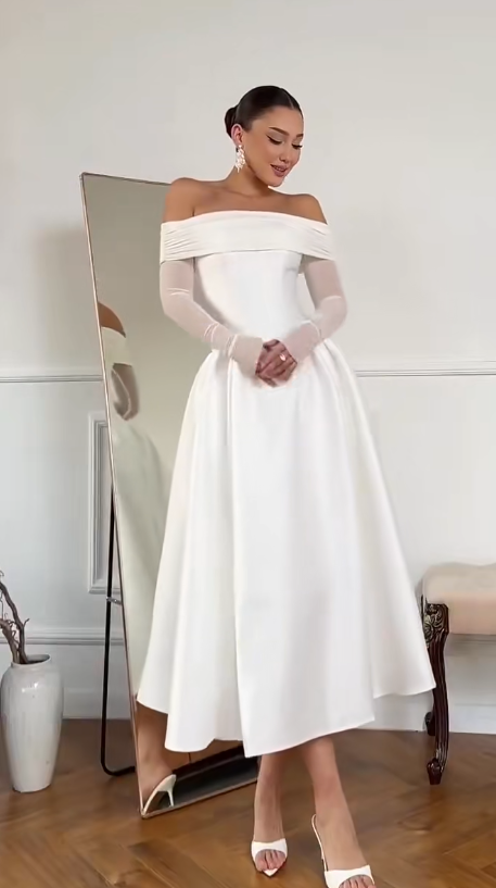 Timeless White Satin Wedding Dress A-Line Bridal Gown ED11495