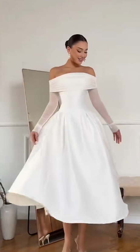 Timeless White Satin Wedding Dress A-Line Bridal Gown ED11495