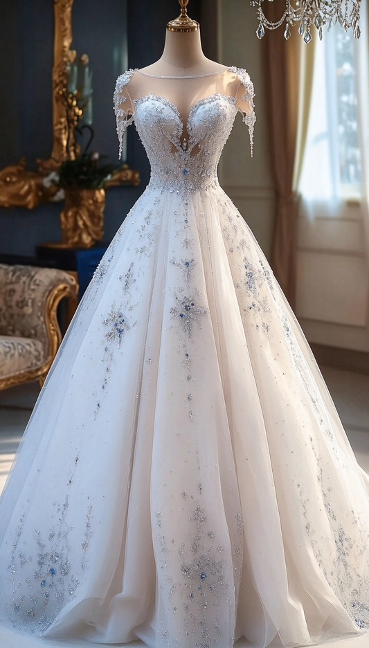 Timeless White Tulle Wedding Dress A-Line Bridal Gown ED11497