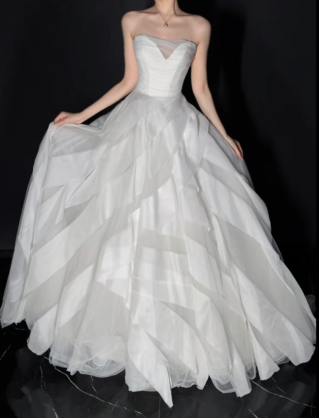 Timeless White Tulle Wedding Dress A-Line Bridal Gown ED11498