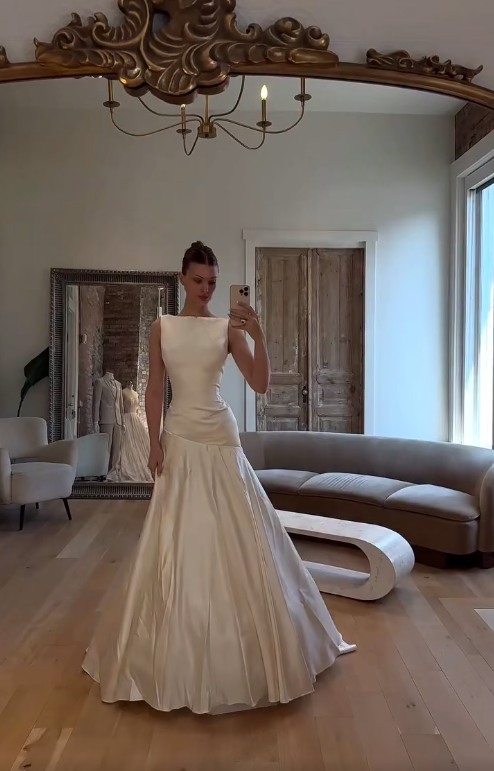 Timeless White Satin Wedding Dress Sheath Bridal Gown ED11500