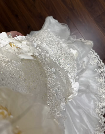 Elegant White Wedding Dress Sheath Lace Bridal Dress Chiffon Bridal Gown ED11505
