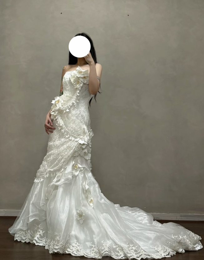 Elegant White Wedding Dress Sheath Lace Bridal Dress Chiffon Bridal Gown ED11505