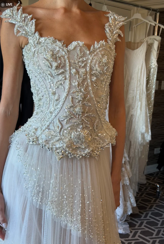 Elegant White Wedding Dress A-Line Tulle Bridal Dress Beaded Bridal Gown ED11506