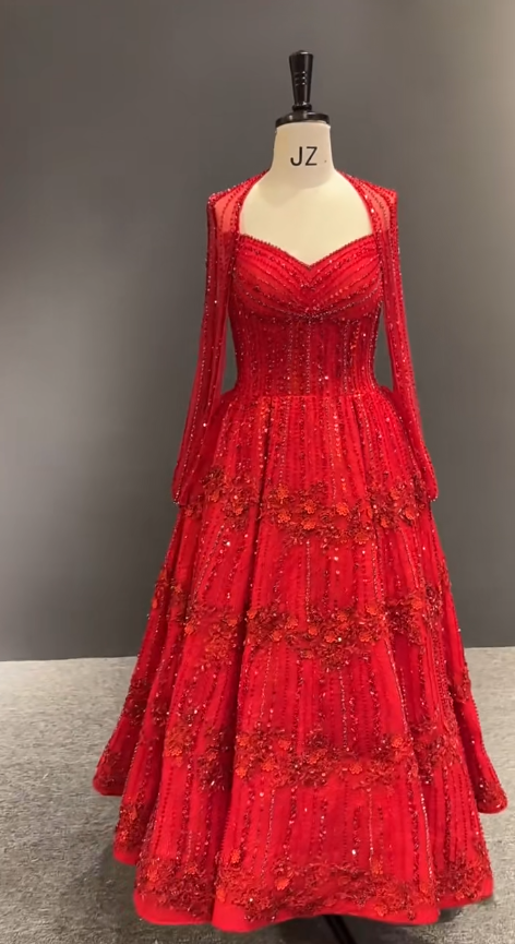 Elegant Red Prom Dress Sheath Chiffon Beaded Long Evening Dress ED11513