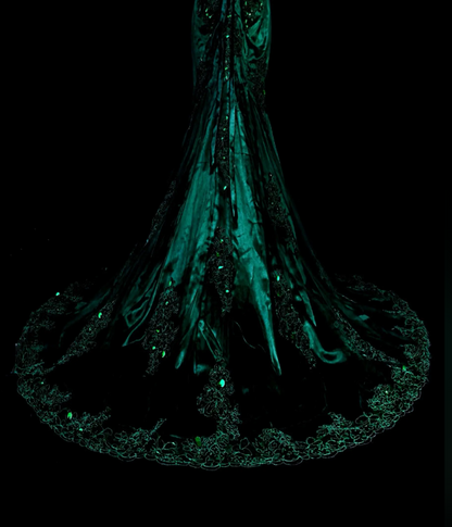 Fashion Dark Green Prom Dress Mermaid Satin Long Evening Dress ED11529