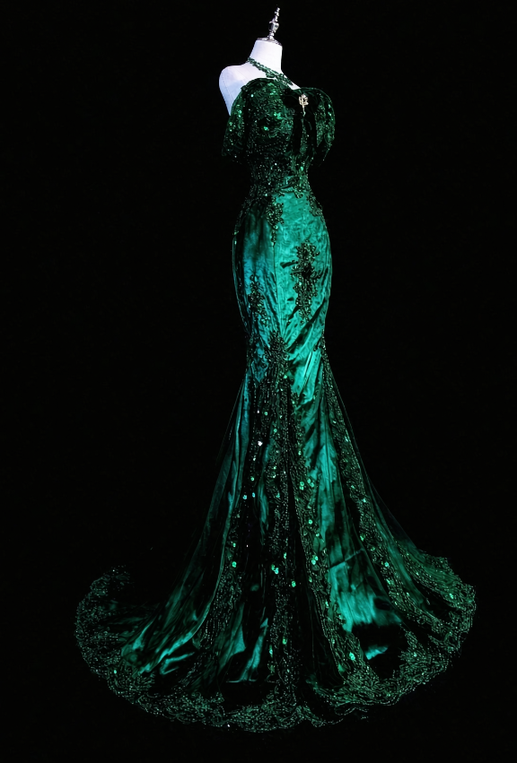 Fashion Dark Green Prom Dress Mermaid Satin Long Evening Dress ED11529