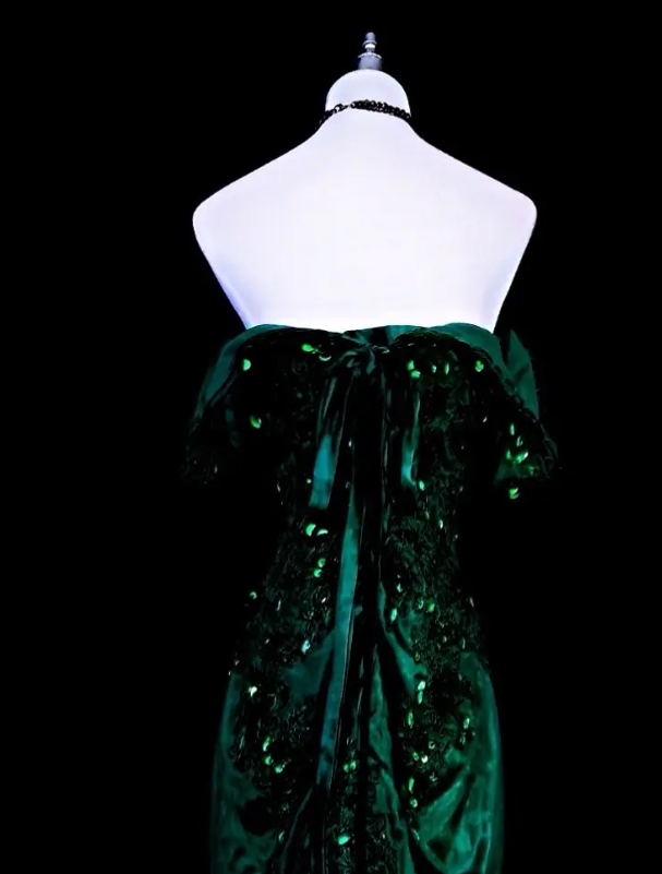 Fashion Dark Green Prom Dress Mermaid Satin Long Evening Dress ED11529