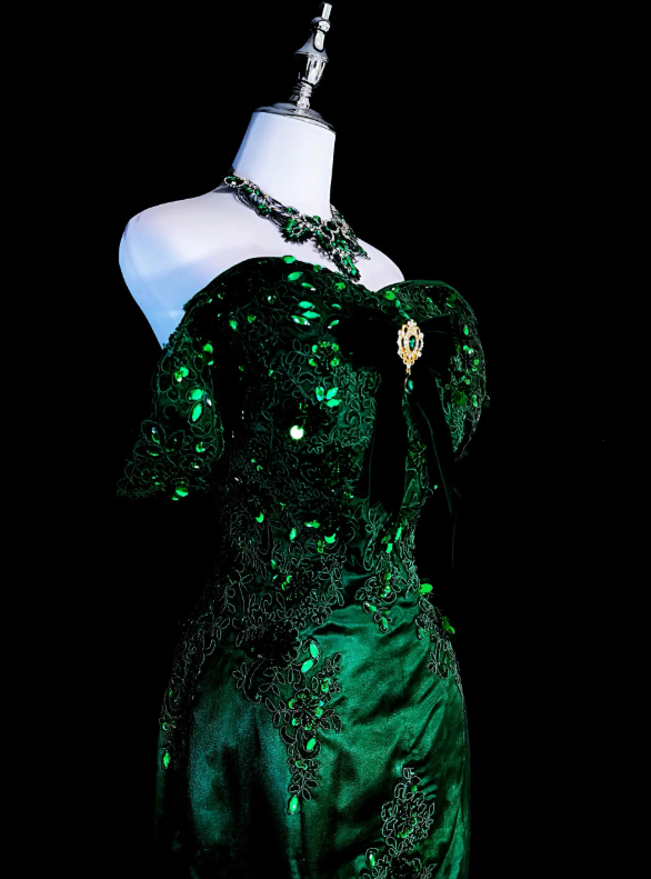 Fashion Dark Green Prom Dress Mermaid Satin Long Evening Dress ED11529