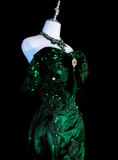 Fashion Dark Green Prom Dress Mermaid Satin Long Evening Dress ED11529