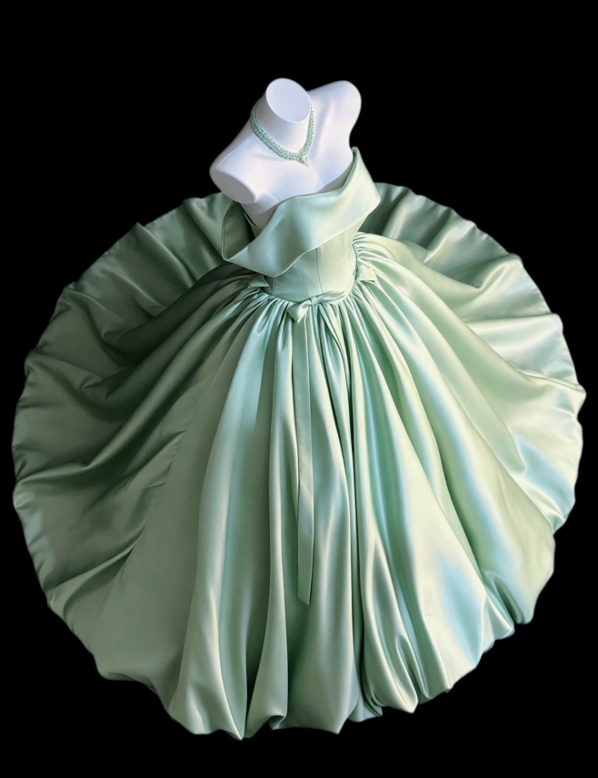 Fashion Green Prom Dress A-Line Satin Long Evening Dress ED11532