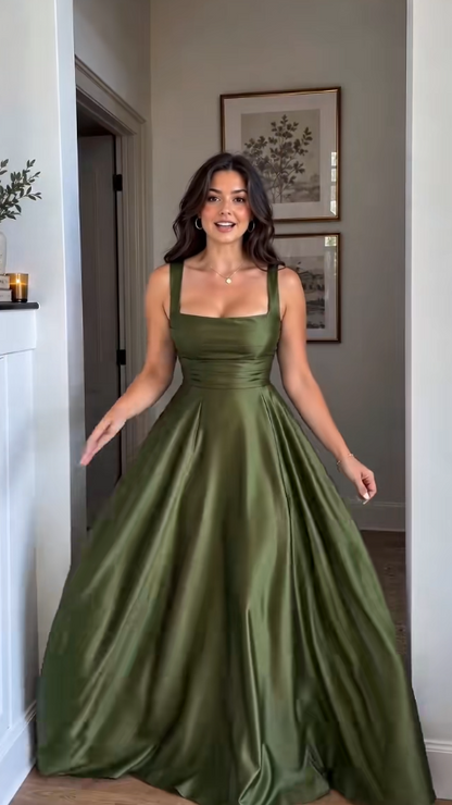 Fashion Green Prom Dress Sheath Satin Long Evening Dress ED11535