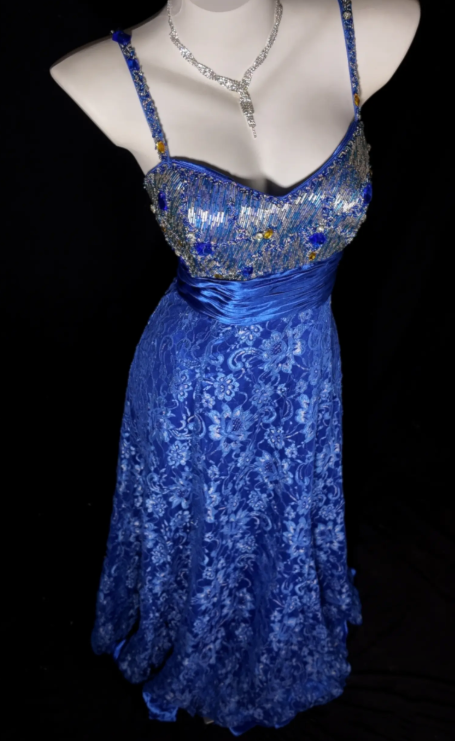 Wunderschönes blaues Abschlussballkleid, Etuikleid aus Spitze, langes Abendkleid ED11553
