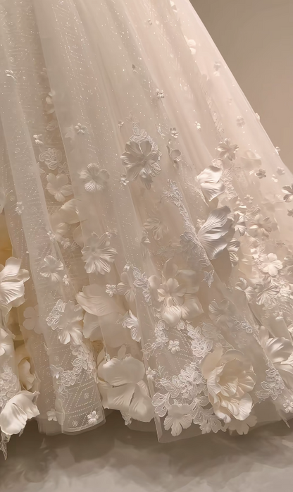 Timeless A-Line Tulle Wedding Dress Applique White Bridal Dress Sleeveless Bridal Gown ED11562