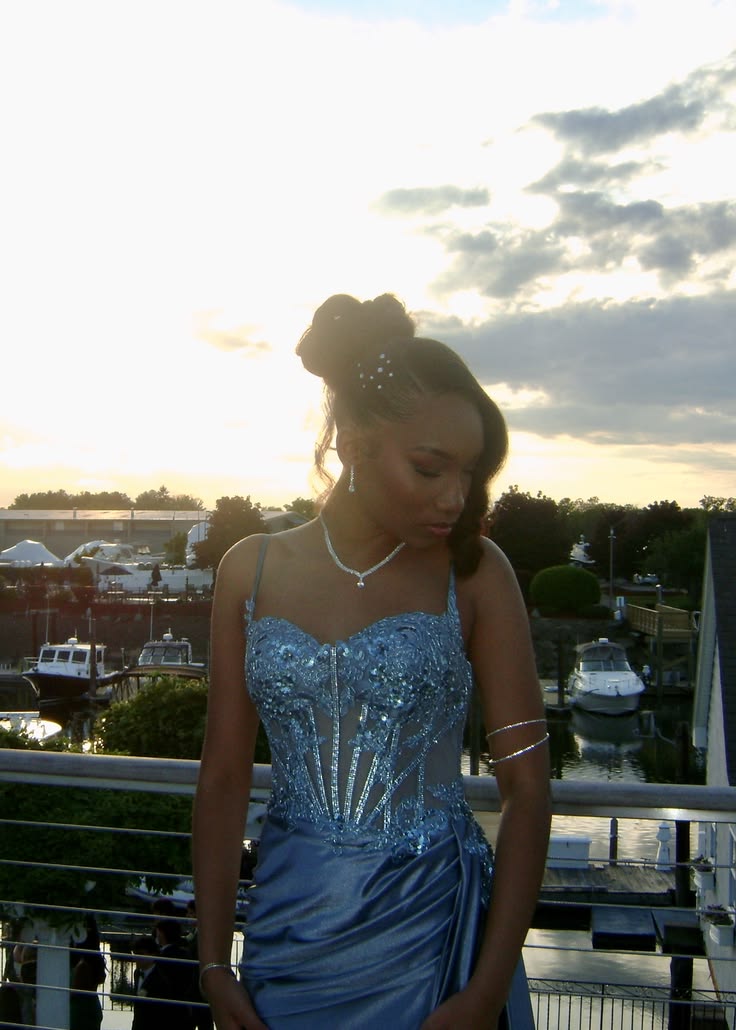 Gorgeous Sheath Satin Beaded Evening Dress Blue Prom Dress ED11578