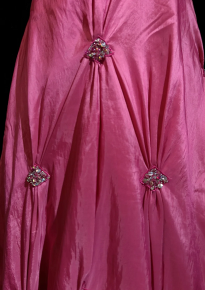 Gorgeous Halter Satin A-Line Evening Dress Pink Prom Dress  ED11582