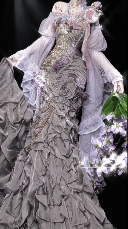 Gorgeous Sheath Chiffon Long  Evening Dress Dusty Purple Prom Dress ED11587