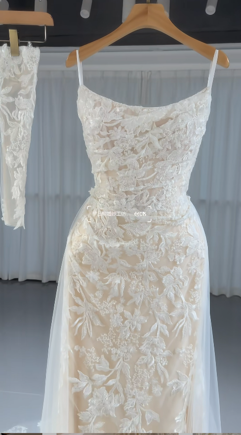 Chic Straps White Bridal Gown Sheath Lace Wedding Dress ED11602