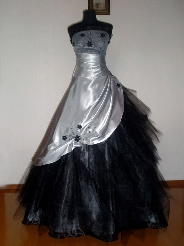 Fairy Strapless A-Line Satin Long Evening Dress Sliver Prom Dress ED11613