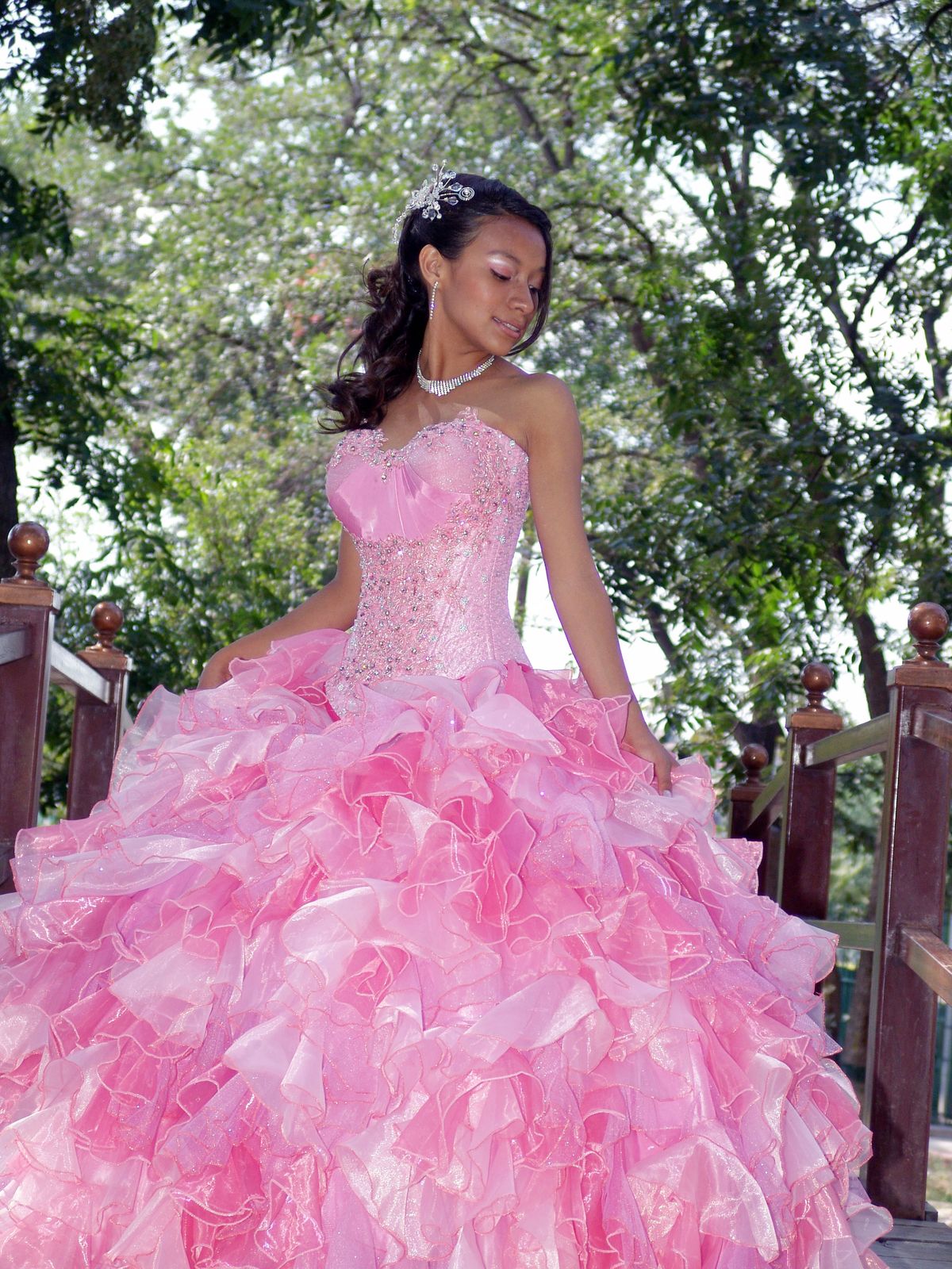 Magnifique robe de bal rose, coupe trapèze en tulle, robe de soirée longue ED11618