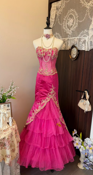Gorgeous Hot Pink Prom Dress Mermaid Satin Long Evening Dress ED11620