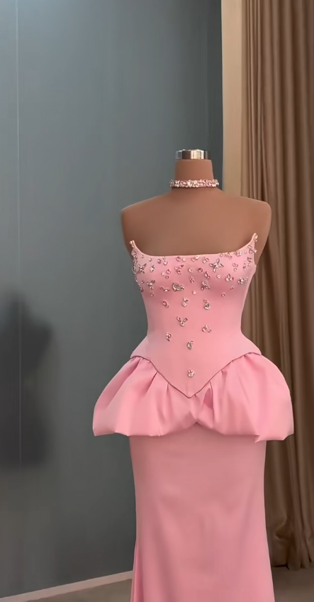 Wunderschönes rosafarbenes Abschlussballkleid, Etui-Abendkleid aus Satin, lang, ED11621