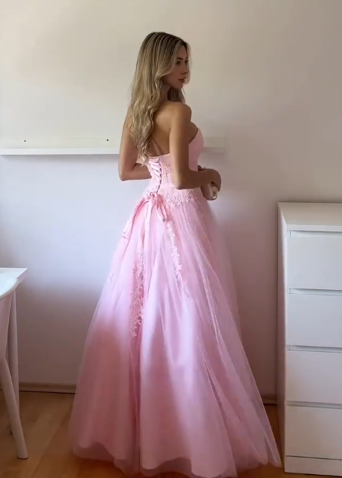 Gorgeous Pink Prom Dress A-Line Tulle Long Evening Dress ED11624
