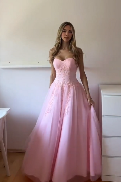 Gorgeous Pink Prom Dress A-Line Tulle Long Evening Dress ED11624