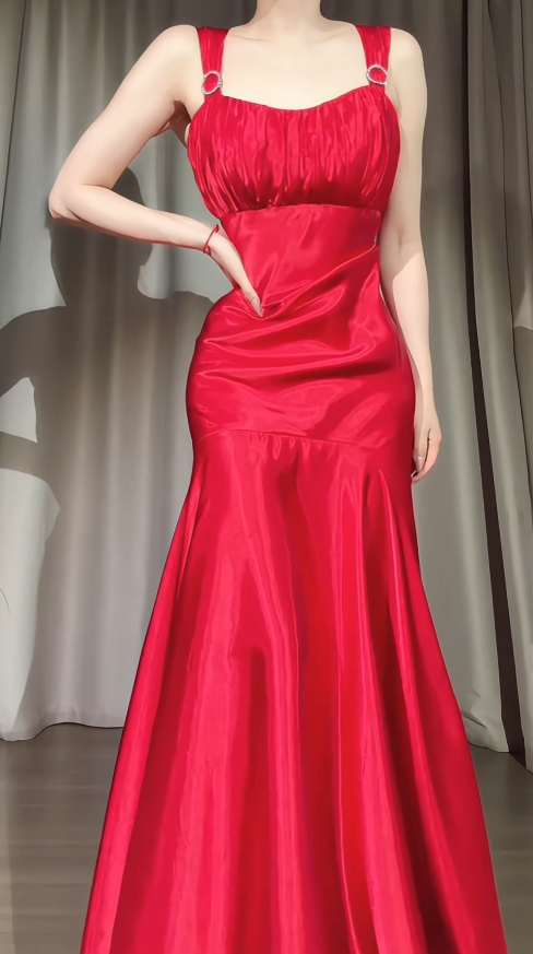 Gorgeous Red Prom Dress Sheath Satin Long Evening Dress ED11638