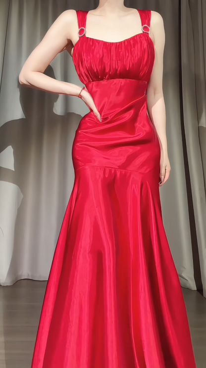Gorgeous Red Prom Dress Sheath Satin Long Evening Dress ED11638