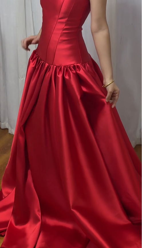 Gorgeous Red Prom Dress A-Line Satin Long Evening Dress ED11640
