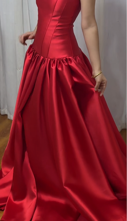 Gorgeous Red Prom Dress A-Line Satin Long Evening Dress ED11640