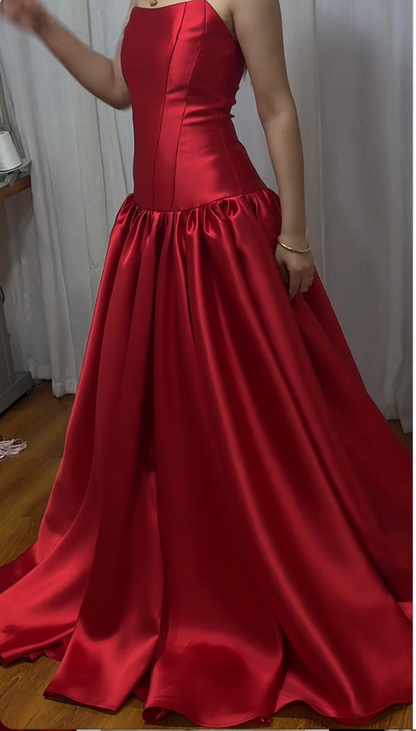 Gorgeous Red Prom Dress A-Line Satin Long Evening Dress ED11640