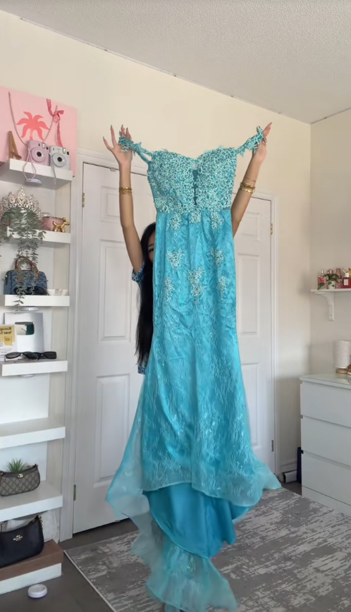 Gorgeous Blue Prom Dress Sheath Lace Long Evening Dress  ED11649