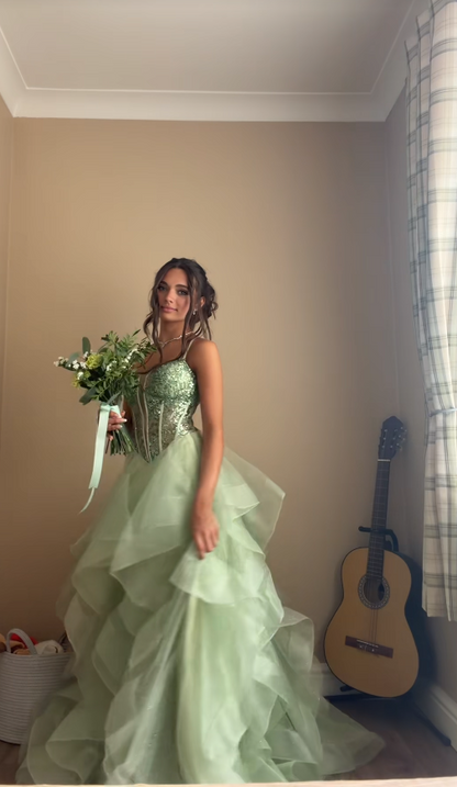 Gorgeous Green Prom Dress A-Line Tulle Long Evening Dress ED11655