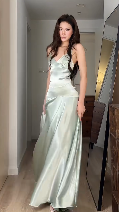 Gorgeous Green Prom Dress Sheath Satin Long Evening Dress ED11656