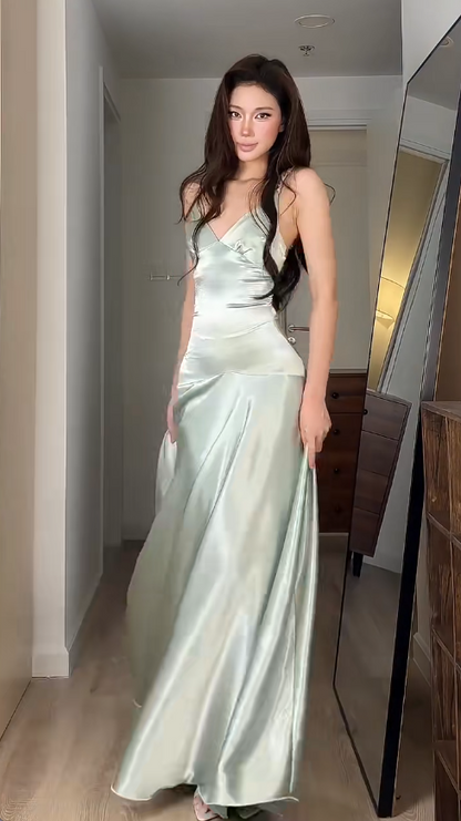 Gorgeous Green Prom Dress Sheath Satin Long Evening Dress ED11656