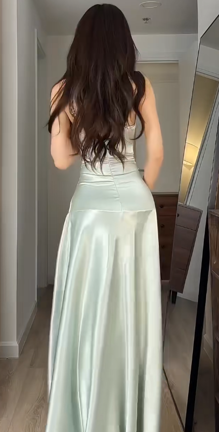 Gorgeous Green Prom Dress Sheath Satin Long Evening Dress ED11656