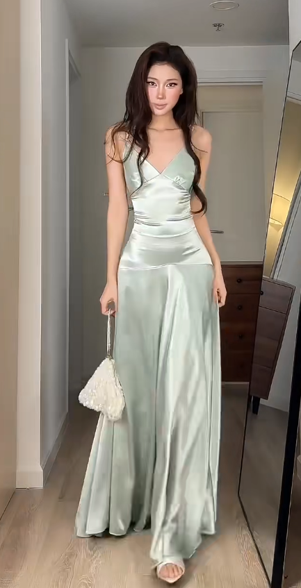 Gorgeous Green Prom Dress Sheath Satin Long Evening Dress ED11656