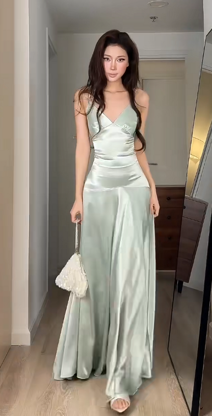 Gorgeous Green Prom Dress Sheath Satin Long Evening Dress ED11656