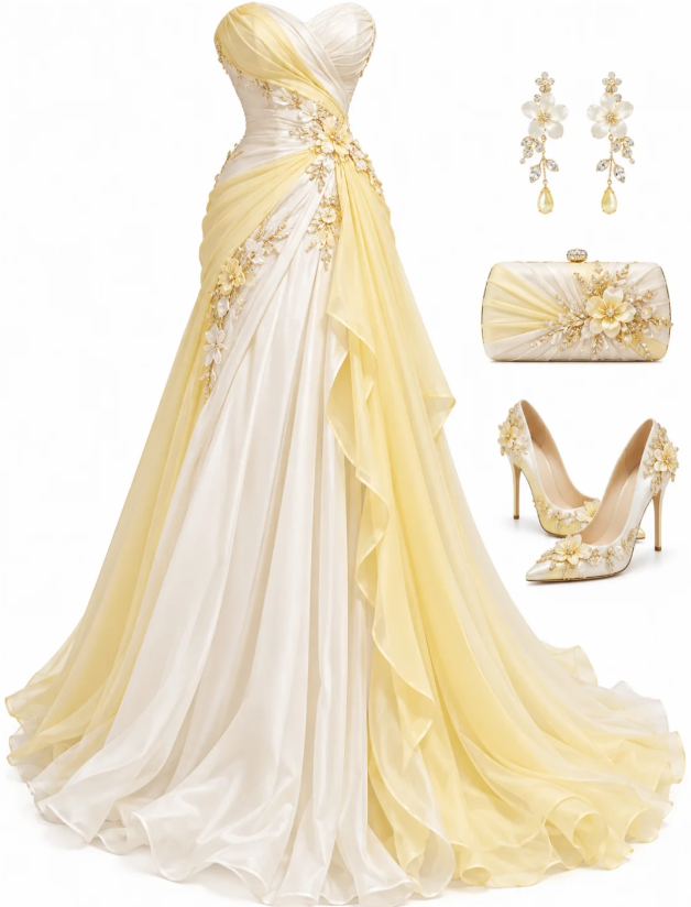 Gorgeous Yellow Prom Dress A-Line Chiffon Long Evening Dress ED11661