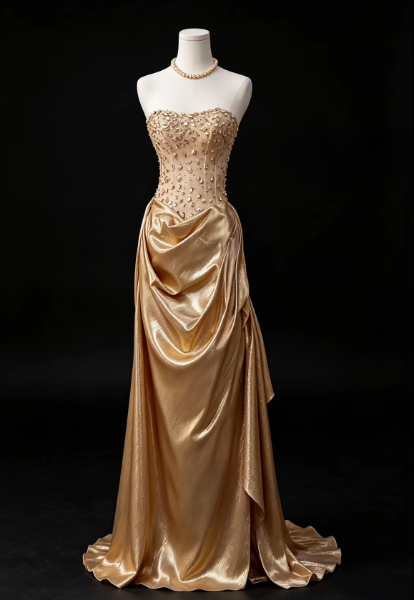 Robe de bal fourreau dorée magnifique en satin, longue robe de soirée ED11662