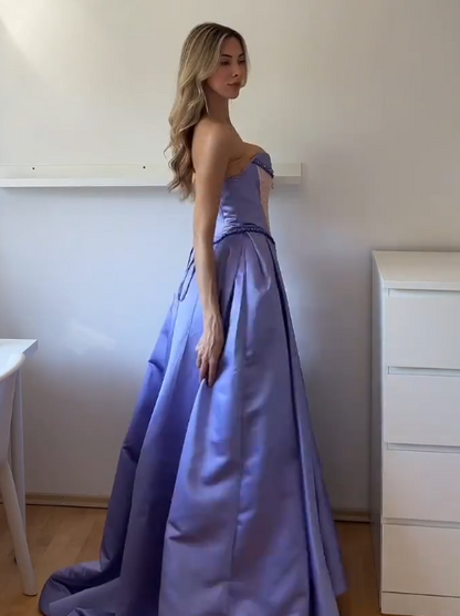 Gorgeous Purple Prom Dress A-Line Satin Long Evening Dress ED11665